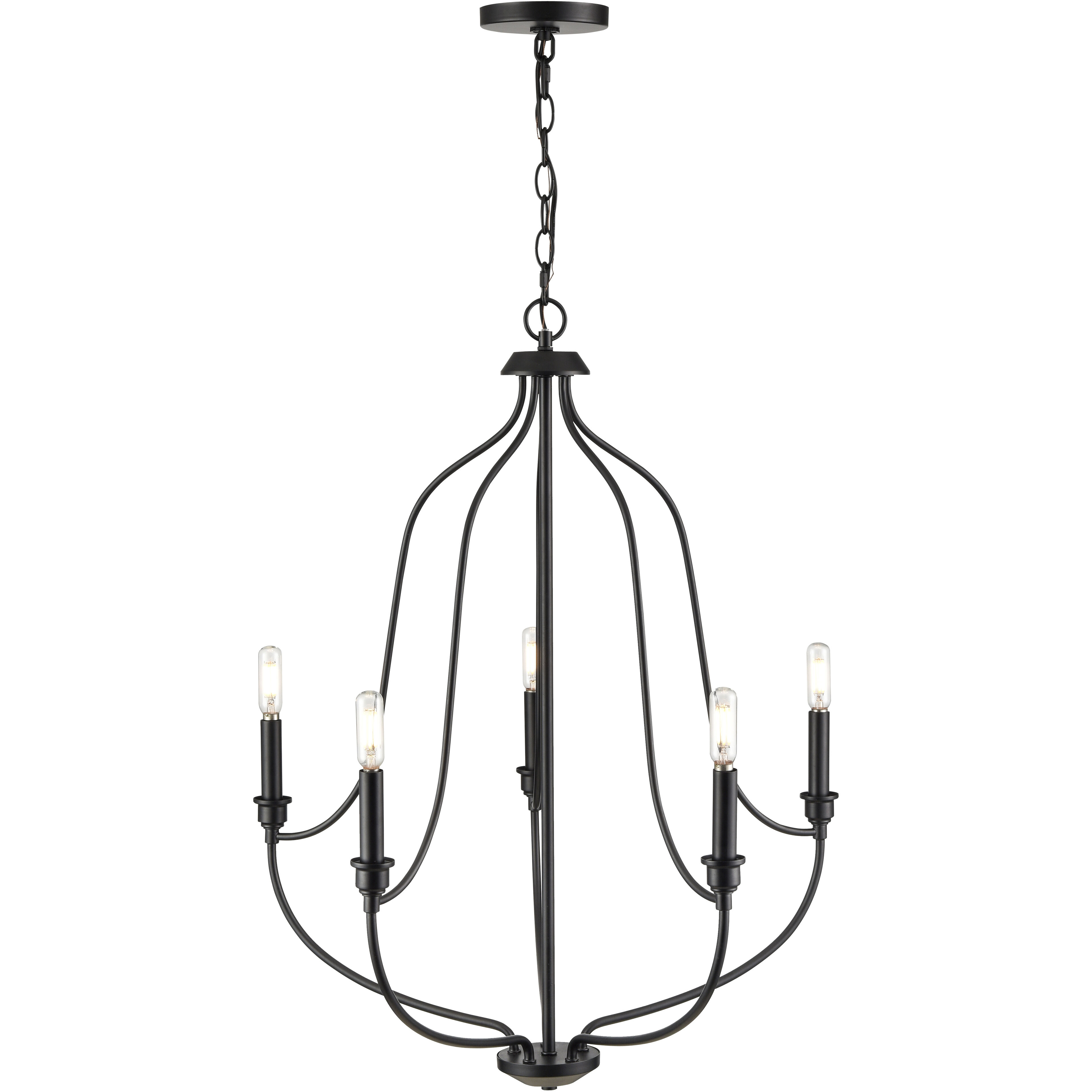 Senoia 5 Light 25 inch Matte Black Chandelier Ceiling Light